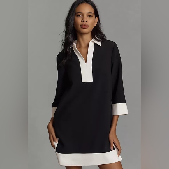 Anthropologie Tops - NWT new medium Anthropologie English Factory color block dress black white mod